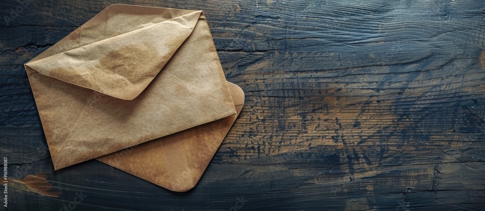 Poster envelope with dark paper edge visible ready to seal and mail showcasing a copy space image