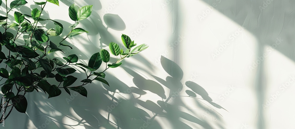 Poster copy space image featuring a plant s shadow cast on a bright wall ideal for adding text