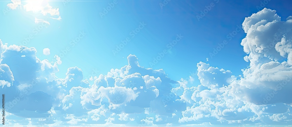 Aufkleber the expansive blue sky with fluffy clouds creates a serene ambiance in a copy space image