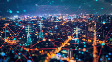 Obraz premium Smart grid technology optimizing energy distribution