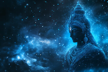 Fototapeta premium An abstract digital background featuring the revered figure of Lord Shiva set against the iconic landscape of Haridwar