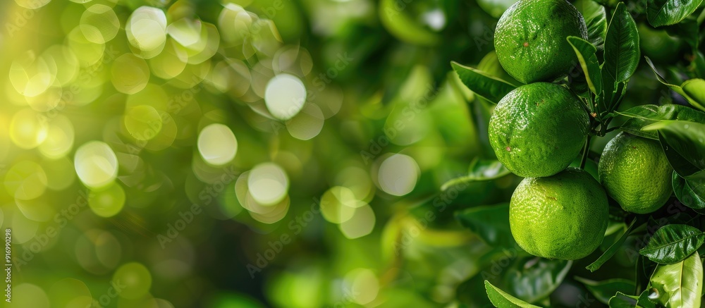 Poster tree with lime green fruits and copy space image