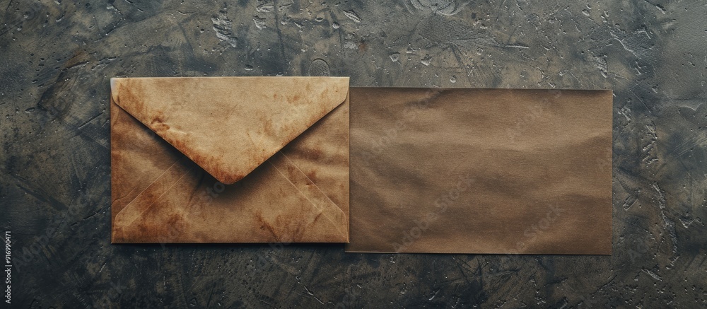 Poster envelope with dark paper edge visible ready to seal and mail showcasing a copy space image