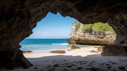 Beautiful view of the sea from the cave