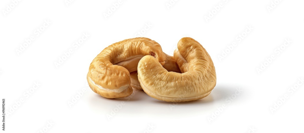 Poster cashew with ample copy space image on a plain white background