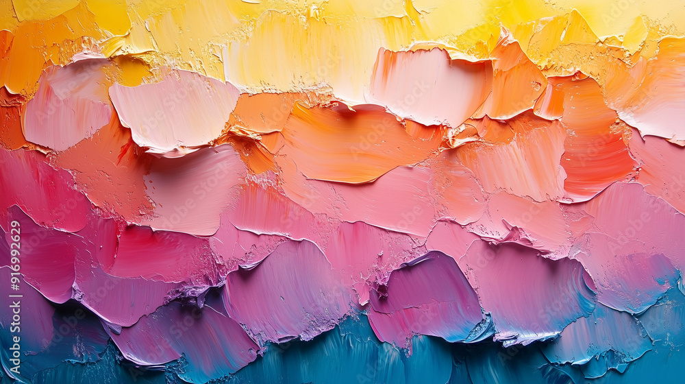 Poster abstract palette: a vibrant and textured abstract painting in a rainbow of colors, evoking a sense o