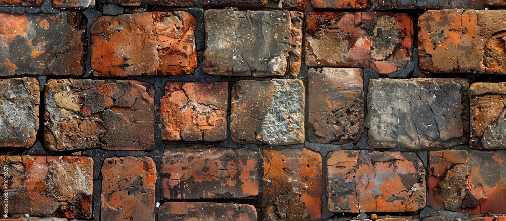 Aufkleber a visually dynamic composition of mixed old and new bricks suitable for design projects and presenta