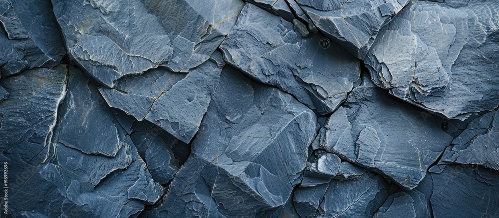 Poster detailed close up of a bluish gray stone texture pattern background with ample copy space image