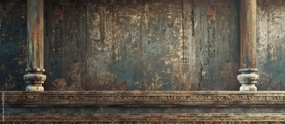 Poster ancient chinese architectural beams set against a background with copy space image