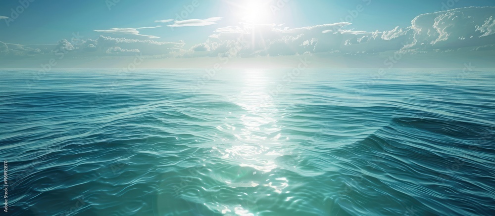 Poster Sunlight reflecting on the surface of the sea creates a background with copy space image
