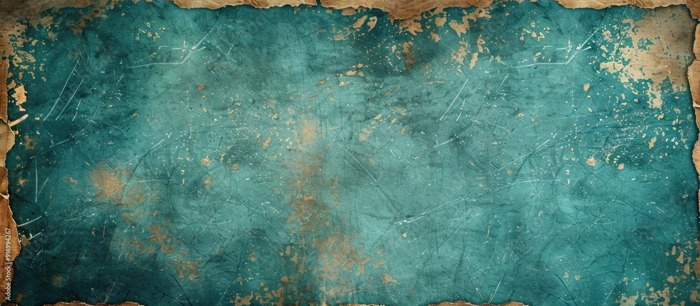 Poster vintage style design with a panoramic background on old blue paper texture faded rough surface with 