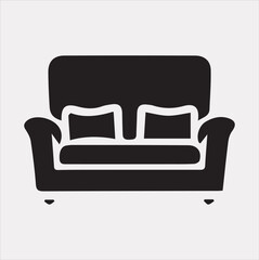 Sofa icon vector silhouette on a white background