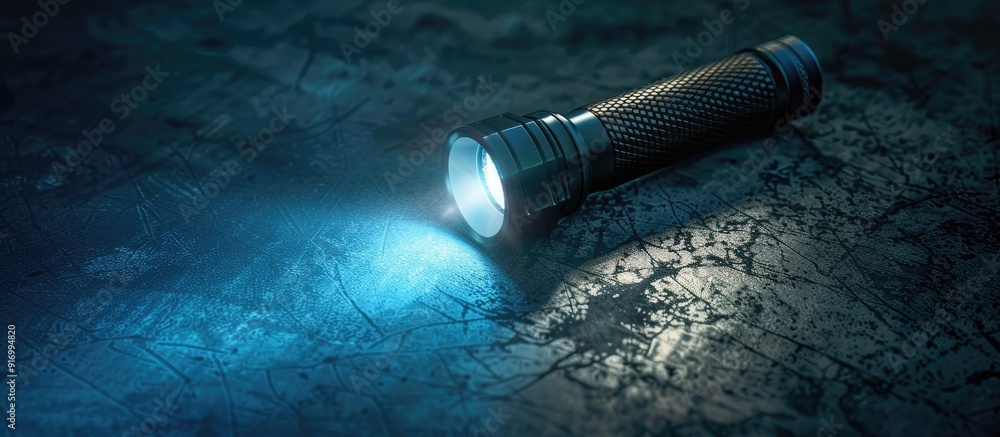 Poster dark flashlight on blank space image. copy space image. place for adding text and design