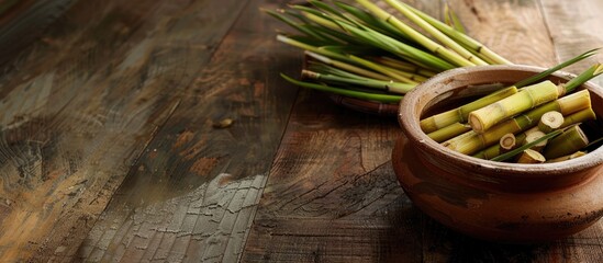 Bamboo shoots prepared in an earthenware pot with rice bran to reduce bitterness creating a copy space image for cooking