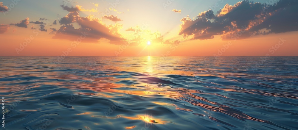 Poster Sunset over the ocean with a breathtaking view and a serene atmosphere ideal for a copy space image