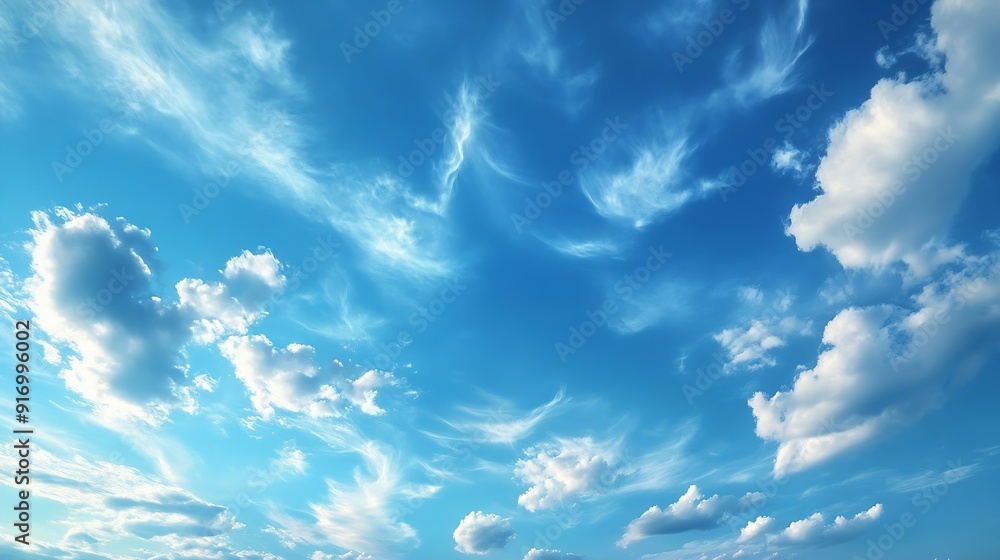 Aufkleber beautiful blue sky with strange shape of clouds in the morning or evening is used as natural backgro