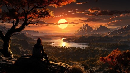 A couple watching the sunset from a scenic viewpoint