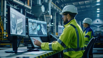 The engineer at workstations