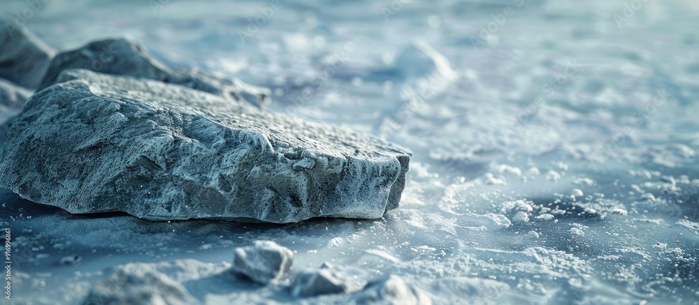 Poster ice covered stone surface with copy space image