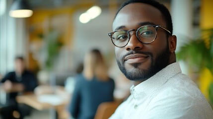 Obraz premium Multiethnic staff members gathered in coworking solve business listen to male team leader during morning briefing in modern company office Boss share information corporate goals tell a : Generative AI
