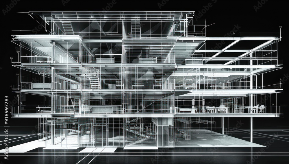 Poster architectural design - transparent building structure