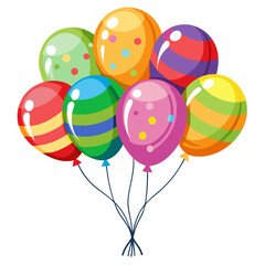 Colorful Helium Balloons on White Background - Vibrant Party Decorations