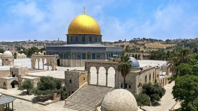 Mousque of Al-Aqsa in the Old City of Jerusalem - Palestine. Golden Dome of the Rock.