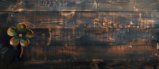 Good luck symbol displayed on a beautiful wooden wall background creating a business and motivational concept with copy space image available