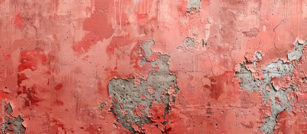 Poster red plaster wall with a seamless concrete background suitable for banner size with copy space image