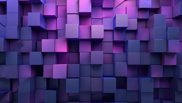 Purple and Blue 3D Cube Wall Abstract