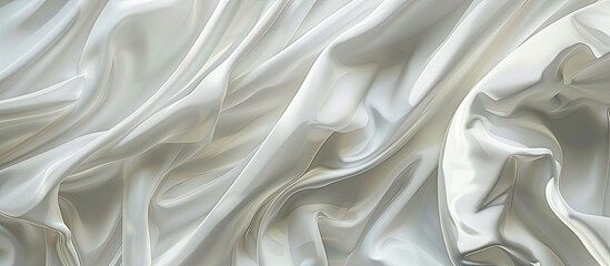 Obraz premium Close up photo of a luxurious and elegant white cloth background in landscape mode with copy space image