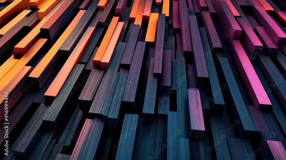 Poster abstract background with colorful, textured, 3d rectangular shapes.
