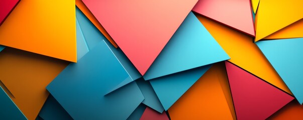 Obraz premium Abstract geometric pattern with vibrant colors of blue, orange, and red.