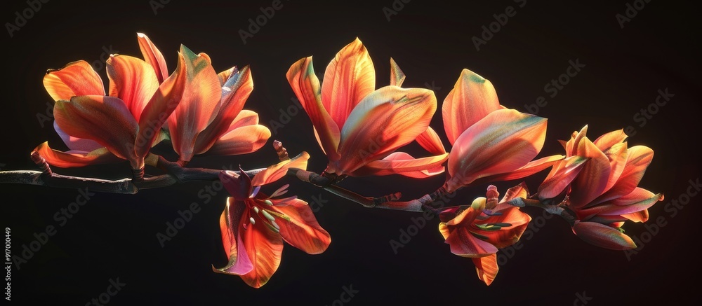 Poster blooming liriodendron tulipifera with a vibrant display perfect as a copy space image