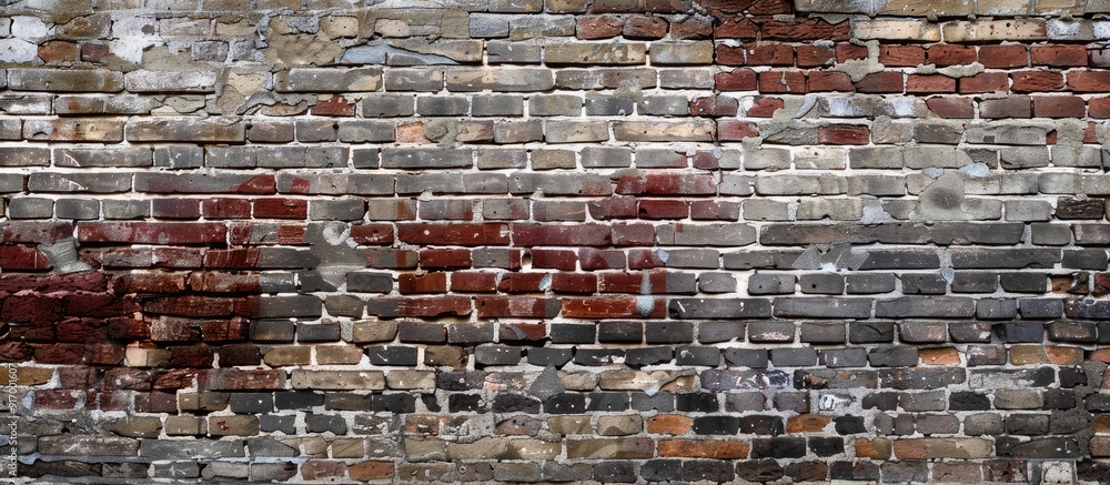Poster incorporate an aged brick wall blending old and new bricks ideal as a backdrop for designing and pre