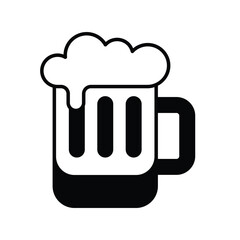 beer cup glyph icon with white background vector stock illustration