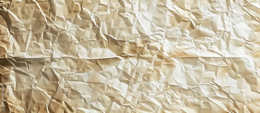 Poster vintage texture of pale brown crumpled paper and blank cream recycled kraft paper with room for text