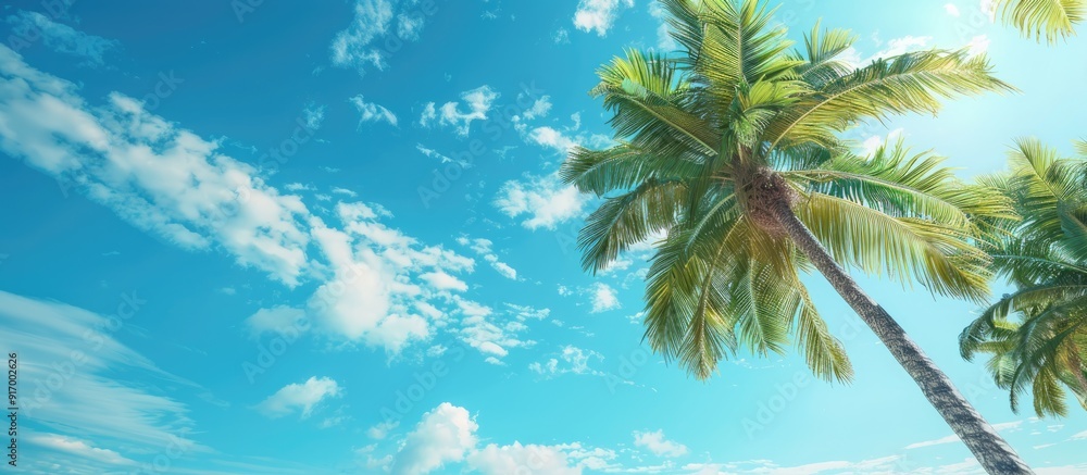 Canvas Prints Perfect palm trees against a beautiful blue sky backdrop with copy space image