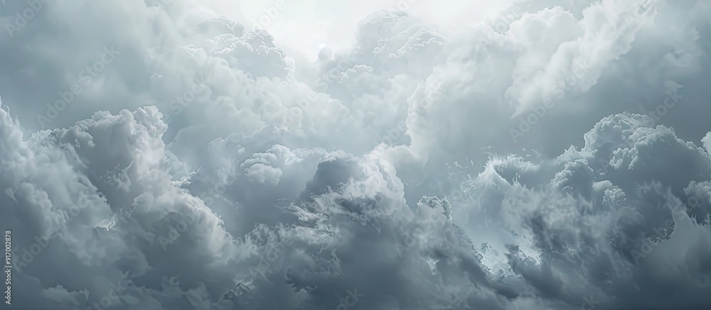 Poster Blurred clouds against a gray or dark sky before rainfall with space for additional images