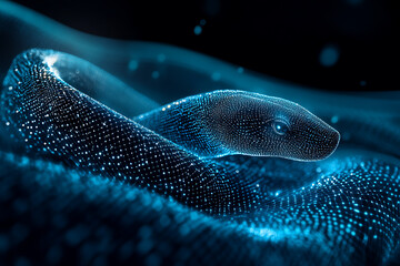 An abstract digital background featuring a snake, designed with dynamic patterns and vibrant colors.