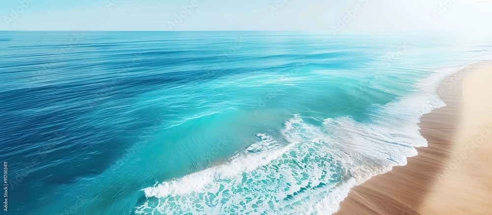 Poster aerial view of the beach extending towards the ocean with copy space image