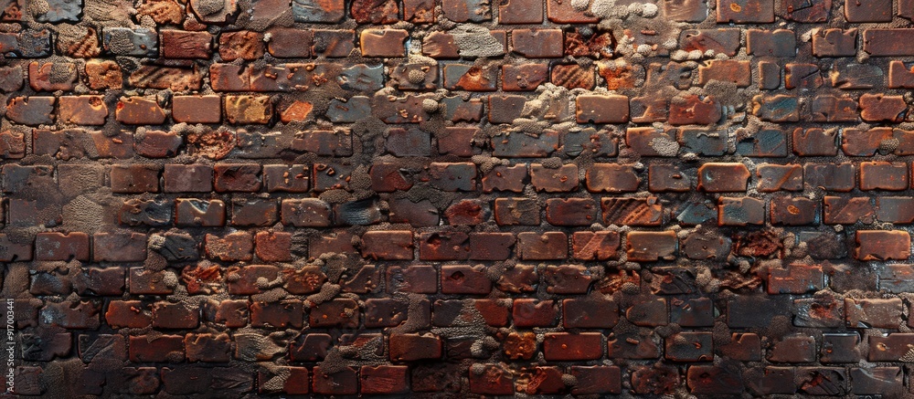 Poster a mixture of aged and fresh bricks forming a textured brick wall suitable as a background for variou