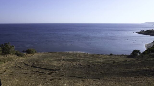 Time lapse pan over the south coast of Sicily in the summer at sunset