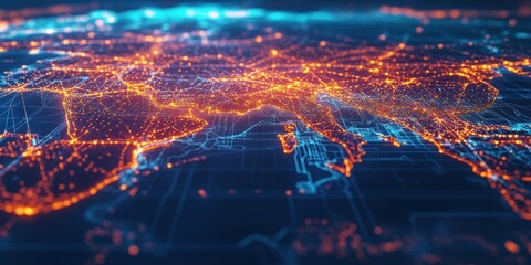 Obraz premium Digital Network Map of the World