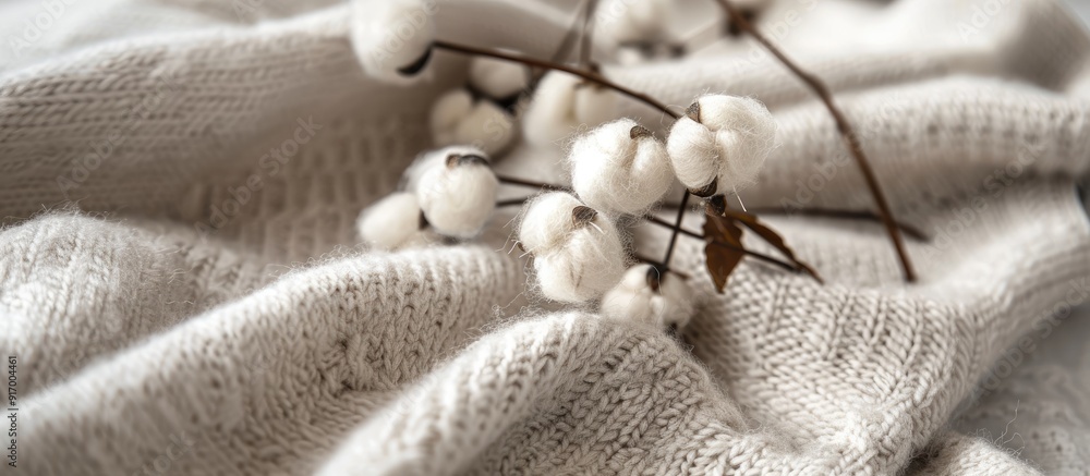 Poster high quality photo of wool products with a soft cashmere texture on a textile background with copy s