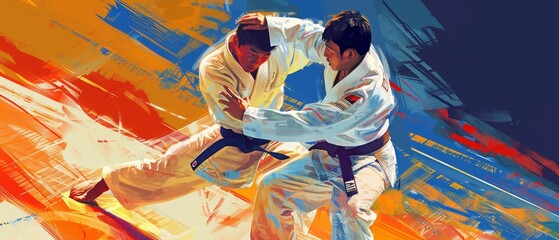 Intense judo match between South Korean competitors in the 100 kg class