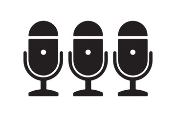 Minimalist Black Microphone Icon Set Simple Silhouette Vector Illustrations, Variants for Karaoke, Podcast, Web & Mobile Use 