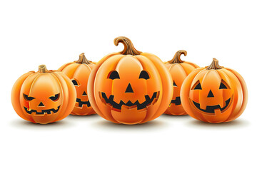 Halloween pumpkin jack-o-lanterns on white background