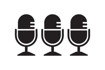 Minimalist Black Microphone Icon Set Simple Silhouette Vector Illustrations, Variants for Karaoke, Podcast, Web & Mobile Use 