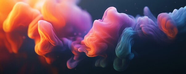 Fototapeta premium Abstract colorful smoke swirls on black background.